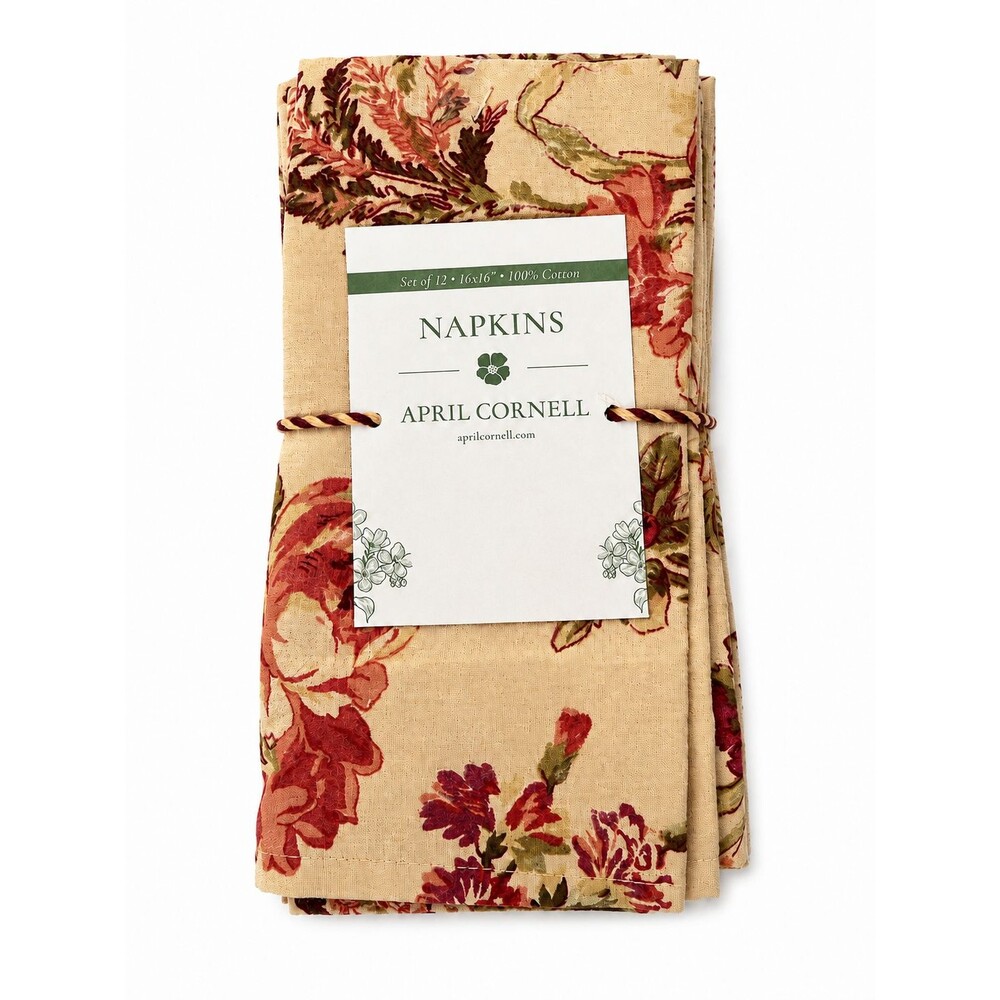 April Cornell Napkins Bountiful Harvest Floral Set of 12 Cotton French Country